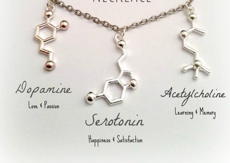 Molecule Jewelry, Dopamine Serotonin, Chemistry Jewelry, Molecule Necklace, Science Jewelry, Medical Jewelry, Biochemistry, Fantasy Jewelry, Girly Jewelry