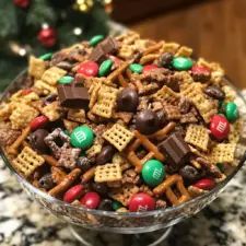 Reindeer Chow Recipe, Reindeer Chow, Cereal Mix, Holiday Snack, Peanut Butter Pretzel, Mini Pretzels, Holiday Snacks, Chex Mix, Snack Attack