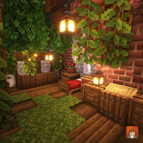 Jungle Bedroom Minecraft, Minecraft Cozy Bedroom Ideas, Minecraft Cottage Interior Bedroom, Minecraft Dark Oak Interior, Minecraft Nature Bedroom Ideas, Minecraft Attic Interior, Minecraft Rooms In Game, Game Room Minecraft, Bedroom Interior Minecraft