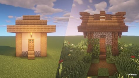 Cool Minecraft Village Houses, Tiny Minecraft Villager Houses, Minecraft Improved Village, Minecraft House For Villagers, Upgrading Minecraft Village, Minecraft Village Square Ideas, Mc Village House Ideas, Simple Villager House Minecraft, Villagers House Minecraft