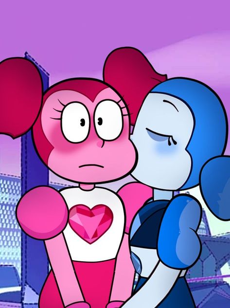 Mundo Diamante - Blue Spinel and Pink Spinel Blue Spinel, Pink Spinel, Steven Universe, Universe, Drawings, Pink, Fictional Characters, Blue, Quick Saves