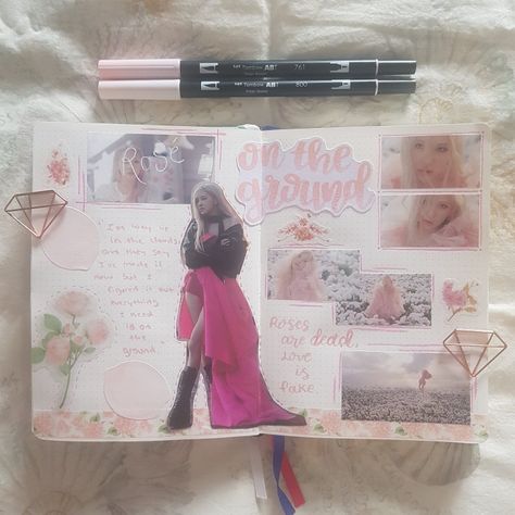 #kpop #kpopjournal #kpopjournalcomunity #journal #journalcomunity #bujo #bujocomunity #bulletjournal #bulletjournalcomunity #kpopbujo #blackpink #rose #ontheground #lyrics Blackpink Journal Ideas, Blackpink Journal, Sofia Aesthetic, Blackpink Rosé Aesthetic, Rose Journal, Blackpink Quotes, Bts Journal, Idea Box, Calligraphy Artist