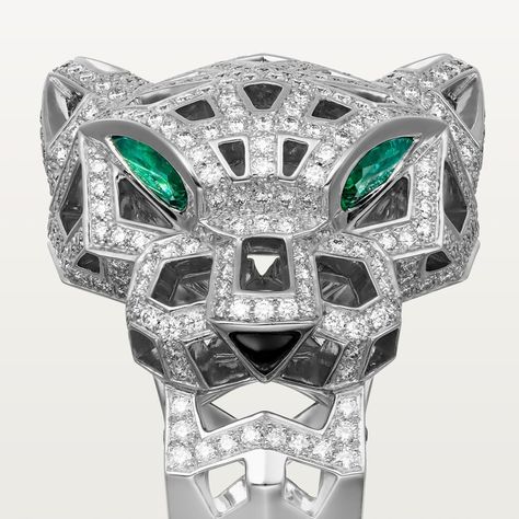 Cartier Panther, Emerald Eyes, Cartier Panthere, Ring White Gold, Cartier Ring, Dress Jewelry, White Ring, High Jewelry, Brilliant Cut Diamond