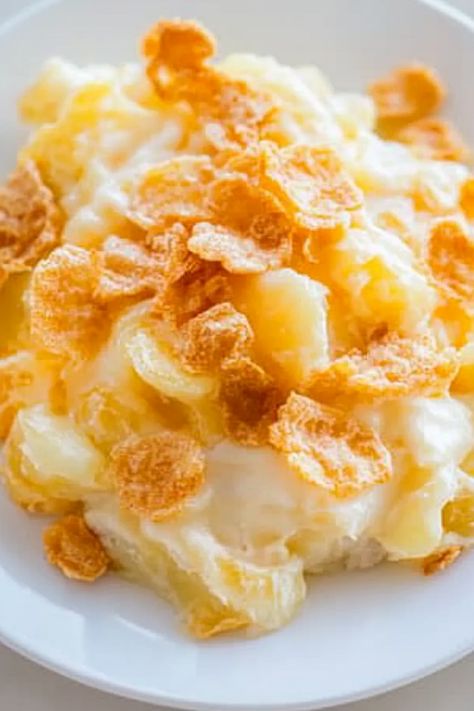 Looking for a delicious and simple recipe to try out? Try making a scrumptious potato casserole with corn flakes! This dish combines the creaminess of potatoes with the crunchy topping of corn flakes for a delectable combination of flavors and textures. Whether you're hosting a family dinner or bringing a dish to a potluck, this potato casserole is sure to impress. Easy to make and always a crowd-pleaser, this comfort food classic will have everyone asking for seconds. Corn Flake Potato Casserole, Potato Casserole With Corn Flakes, Cornflake Potato Casserole, Cornflake Potatoes, Easy Potato Casserole, Casserole With Corn, Crunchy Potatoes, Cheesy Potato Casserole, Shredded Potatoes