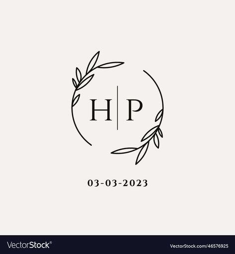 Hp Logo Design, Hp Logo, Hp Wedding, Monogram J, Monogram Logo Letters, Leaf Frame, Wedding Logo Monogram, Logo Letters, Happiness Project