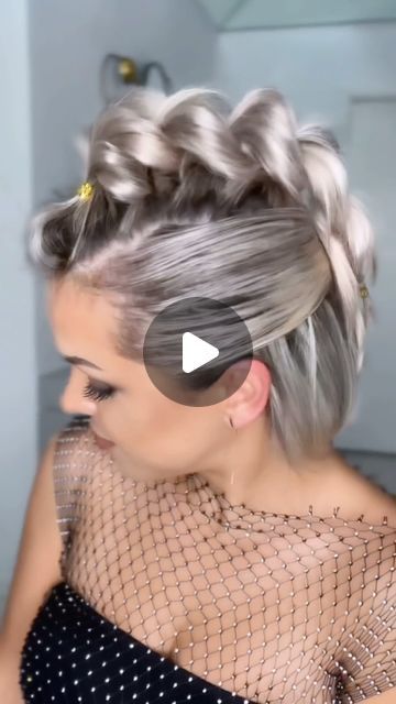 Cute Braid For Short Hair, Viking Updo Short Hair, Messy Hairdos For Short Hair, Viking Braid Short Hair, Viking Braids For Short Hair, Faux Hawk Updo Short Hair, Bubble Braid Ponytail Short Hair, Viking Hair Styles For Short Hair, Viking Hair For Short Hair