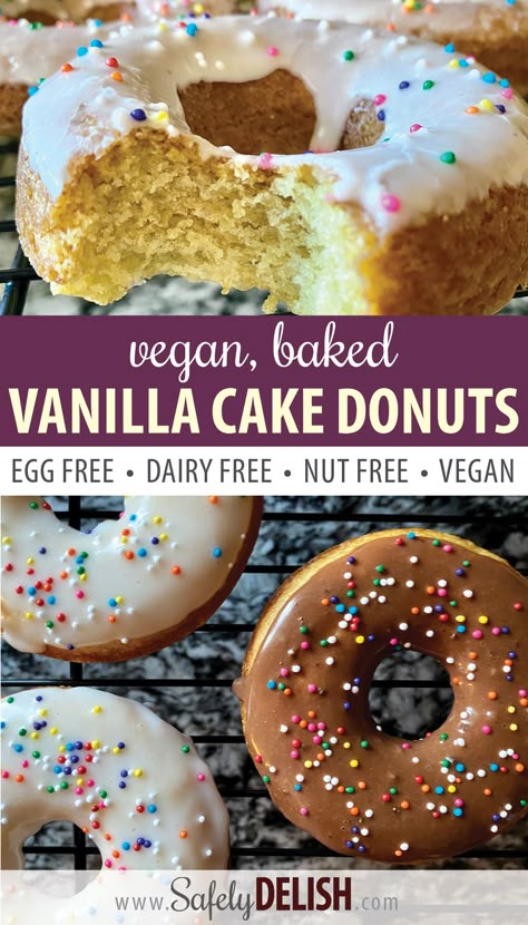 Egg Free Donuts, Simple Frosting, Dairy Free Donuts, Vegan Donut Recipe, Easy Frosting, Baked Doughnuts, Baked Donut Recipes, Vegan Baked, Vegan Donuts