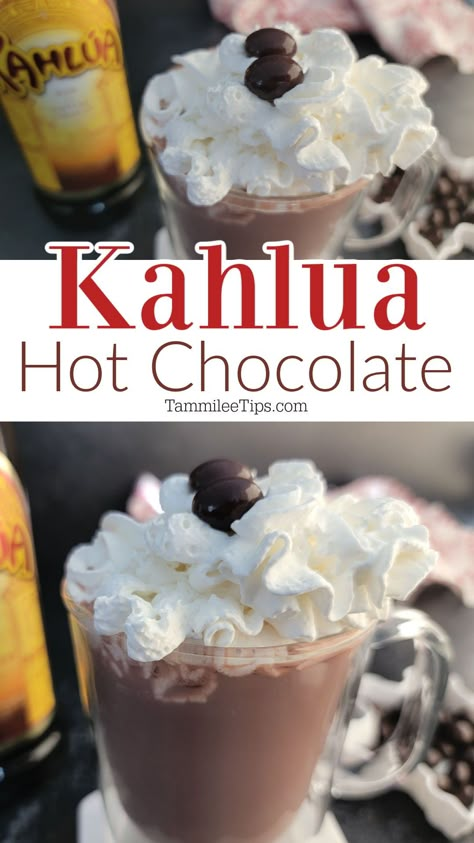 Super easy Kahlua Hot Chocolate Recipe is the perfect winter cocktail. It only takes a few minutes to prepare and tastes amazing. Kahlua Martini Recipes, Drinks Made With Kahlua, Recipes With Kahlua, Alcoholic Hot Chocolate, Abuelita Hot Chocolate, Kahlua Hot Chocolate, Kahlua Drinks, Homemade Kahlua, Kahlua Recipes