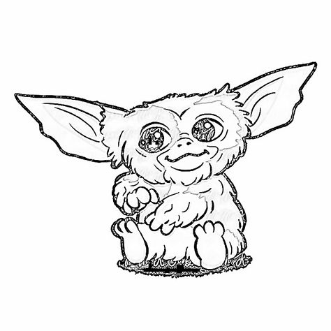 Black Cartoon Tattoo, Gremlin Drawing, Gizmo Drawing, Gremlin Tattoo, Gremlins Tattoo, Gizmo Tattoo, Dainty Tats, Drawing Cartoon Characters Sketches, Gremlins Art