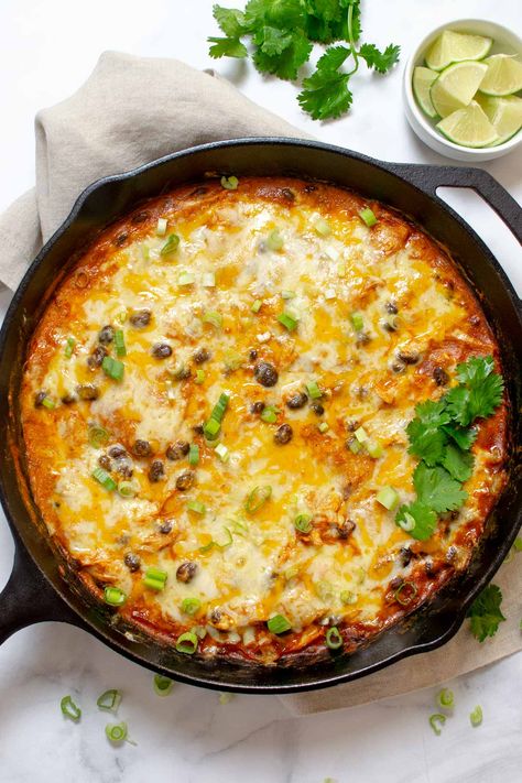 Creamy Chicken Enchilada Skillet Creamy Enchilada Skillet, Creamy Chicken Enchilada Skillet, Creamy Enchilada Casserole, Chicken Enchilada Casserole Easy, Chicken Enchalada, Skillet Enchiladas, Creamy Enchilada, Enchilada Skillet, Chicken Enchilada Skillet