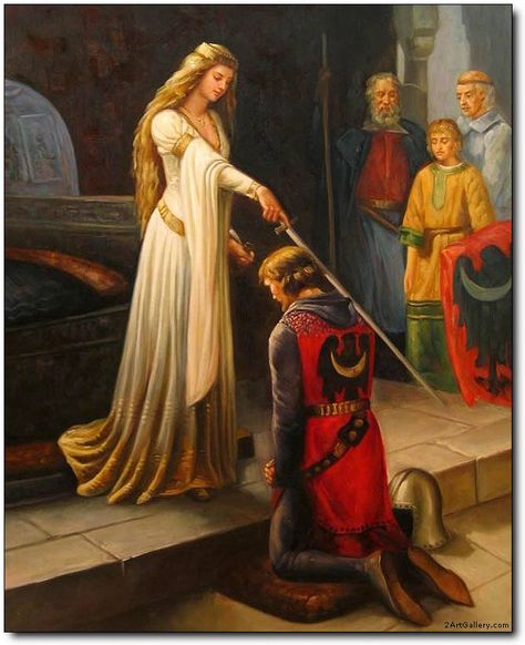 Knights oil painting,Knight oil painting,The Accolade by Leighton ... The Accolade, Royal Marriage, Castle Pictures, Military Aesthetic, Medieval Paintings, Eclectic Witch, Pre Raphaelite, Background Pictures, Woman Painting