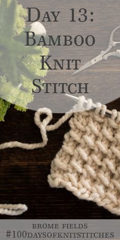 Day 13 : Bamboo Knit Stitch : #100daysofknitstitches Lucet, Knitting Basics, Crochet Knit Stitches, Linen Stitch, Knitting Videos, Easy Knitting Patterns, How To Knit, Blanket Knitting Patterns, Knit Stitch Patterns