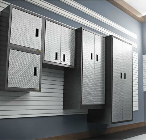 Organize Your Garage Designer Cabinets Garage Wall Cabinets, Garage Ceiling Storage, Garage Wall Storage, Wall Storage Systems, Garage Storage Systems, Ceiling Storage, Garage Remodel, Diy Garage Storage, Garage Storage Organization