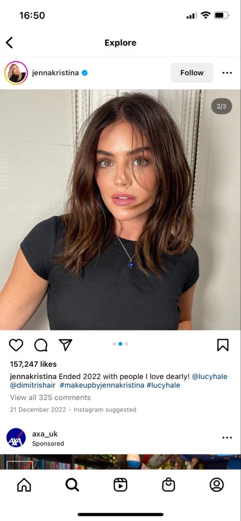 Collarbone Length Hair Brown, Dark Brown Hair Shoulder Length Straight, Collarbone Length Brown Hair, Brunette Collar Bone Length Hair, Fine Brown Hair, Collarbone Cut For Fine Hair, Lucy Hale Lob, Haircuts That Look Good Without Styling, Shoulder Length Hair Dark Brown