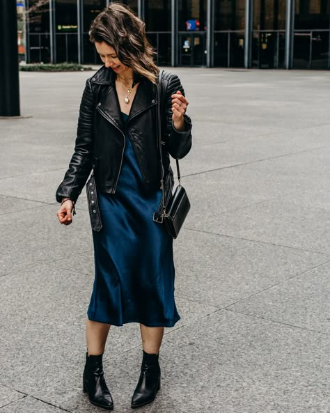 Closet Staples: The Slip Dress - Aritzia Wilfred Free Christine Dress Chic Slip Dress Outfit, Cowl Neck Slip Dress Outfit Winter, Teal Slip Dress Outfit, Turtleneck Slip Dress, Aritzia Slip Dress, Cowl Neck Slip Dress Outfit, Navy Slip Dress Outfit, Blue Slip Dress Outfit, Slip Dress Outfit Night