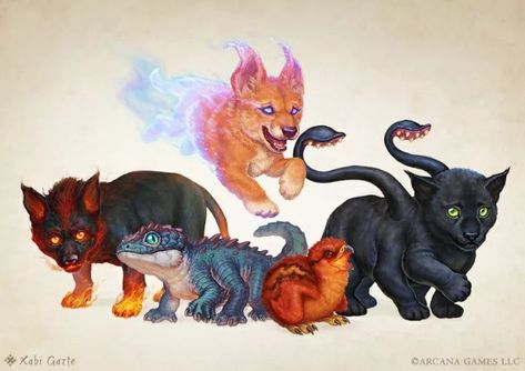 Fantasy Companion Animals, Fantasy Familiars Animals, Fantasy Animal Companion, Cute Mythical Animals, Fantasy Pets Mythical Creatures, Cute Fantasy Creatures Art, Fantasy Familiar, Cute Creature Concept Art, Dnd Familiar