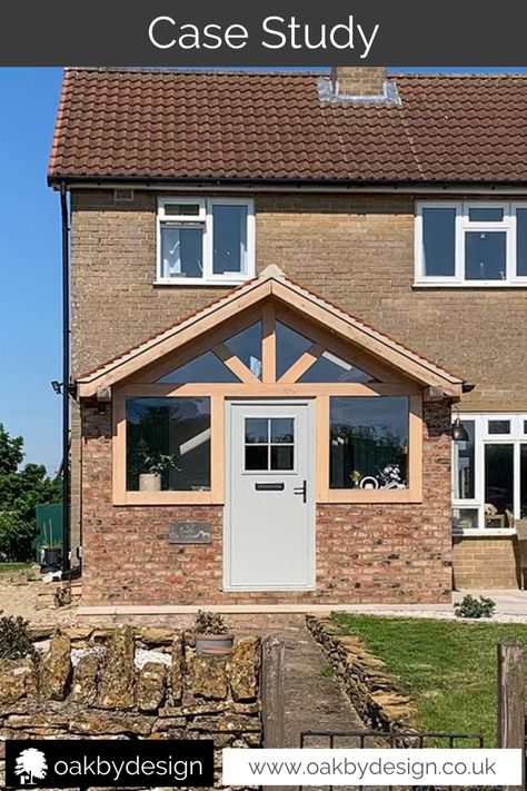 This lovely enclosed oak porch has created a warm welcome along with a handy utility room  #oakbydesign #glazedoakporch #enclosedoakporch #oakutilityroom Oak Porches, Porch Oak, Oak Porch, Oak Framed Buildings, Velux Windows, Engineered Oak Flooring, Oak Doors, Utility Room, Semi Detached