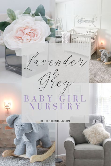 LAVENDER AND GREY BABY GIRL NURSERY TOUR INSPIRATION AND IDEAS | BRIGHTER DARLING BLOG Lavender Nursery Ideas, Girl Nursery Ideas Purple, Purple Nursery Paint Colors, Girly Nursery Ideas Purple, Nursery Ideas Lavender, Violet Nursery Ideas, Lavender Nursery Baby Girl, Lilac Nursery Baby Girl, Baby Girl Nursery Room Ideas Purple