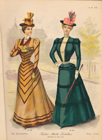 Toilettes for Summer  May 1898 Delineator  Canadian Museum of History 1898 Fashion, Plate Illustration, Belle Epoque Fashion, 1899 Fashion, 1900 Fashion, 1890s Fashion, 1800s Fashion, 19th Century Fashion, British Outfits