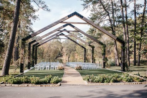 Home - Forever Five Event Venue Landscape For Wedding Venues, Event Venue Blueprints, Open Air Wedding Chapel, Outdoor Event Venue Design, Backyard Wedding Lake, Modern Venue Design, Wedding Venue Building Ideas, Event Venue Floor Plan, Wedding Rental Business