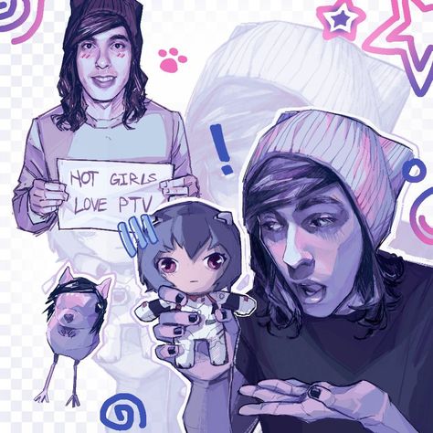 Ptv Fan Art, Vic Fuentes Drawing, Vic Fuentes Fanart, Vic Fuentes And Danielle Victoria, Pierce The Veil Matching Pfp, Pierce The Veil Fanart, Ptv Tattoo Ideas, Pierce The Veil Drawings, Vic Fuentes Pfp