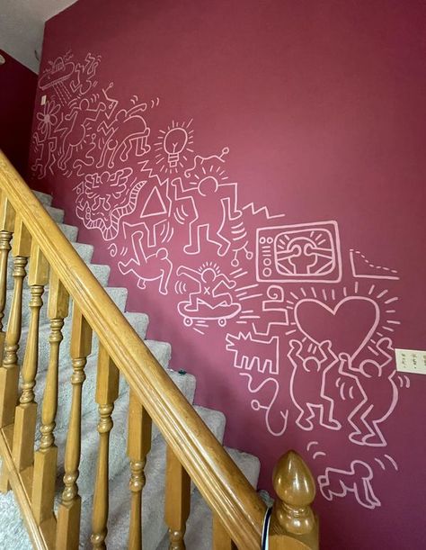 Keith Haring Artwork, Doodle Graffiti, House Diys, Maximalist Wall, Maximalist Design, Welcome To My House, Our New Home, Graffiti Wall, Graffiti Artist