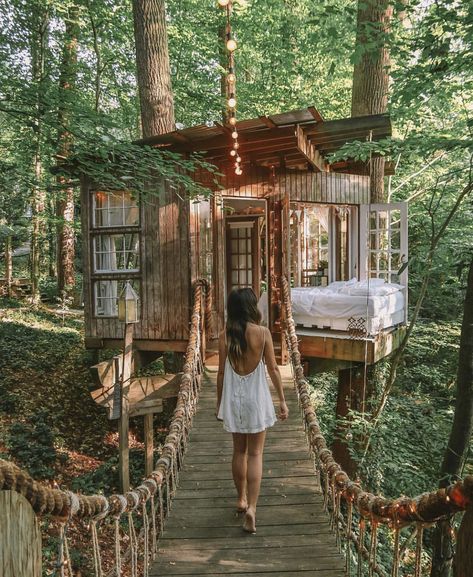 Cool Tree Houses, Home Improvement Loans, Tree House Designs, Tiny House Cabin, Small Cabin, Bohemian Decor, In The Woods, Glamping, A Tree