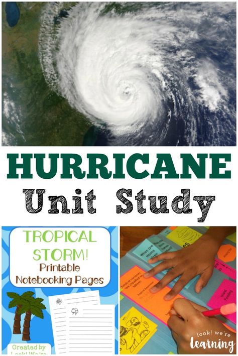 Learn about extreme summer weather with this hurricane unit study for kids! Weather Elementary, Homeschool Unit Studies, Weather Unit Study, Weather Experiments, Weather For Kids, Weather Activities For Kids, Science Unit Studies, Preschool Weather, Unit Studies Homeschool