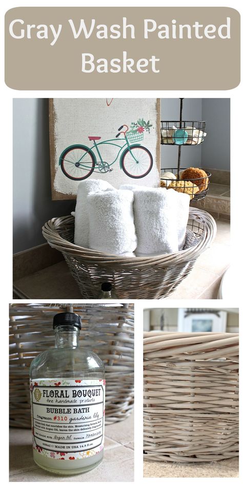 DIY Gray Washed Wicker Laundry Basket - 2 Bees in a Pod How to age a basket. Make a basket look vintage. #baskets #vintagebasket #ageabasket #paintedbasket #2beesinapod #diyhomedecor #laundrybasket How To Decorate Baskets, Paint Baskets, Painting Wicker, Bees Diy, Diy Laundry Basket, Basket Makeover, Painted Baskets, Basket Diy, Keeping Busy