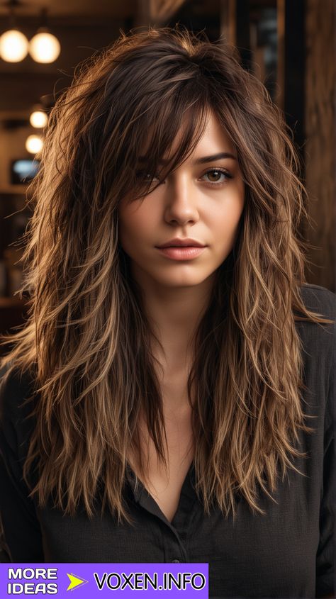 23 Discover the Best Long Shag Haircuts for Every Hair Type Modern Day Shag Haircut Long Layered, Long Black Shaggy Hair, Fine Shag Haircut, Long Shag Side Part, Long Shaggy Haircuts No Bangs, Long Layered Haircuts Bangs, Side Part Long Shag Haircut, Boho Shag Haircut Long Hair, Layered Shaggy Long Hair