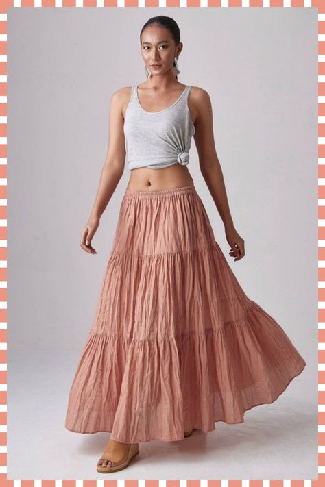 Summer Full Length Maxi Skirt, Luxury Bohemian Lined Maxi Skirt, Cheap Bohemian Flared Skirt, Cheap Tiered Maxi Skirt, Cheap Solid Color Bohemian Maxi Skirt, Cheap Gathered Tiered Maxi Skirt, Cheap Tiered Maxi Skirt For Vacation, Cheap Hippie Style Spring Skirt, Bohemian Skirt Free People