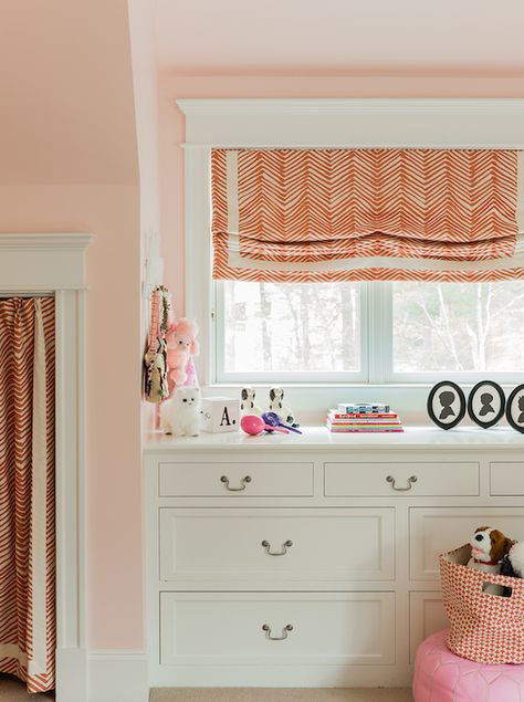 Curtains Erin Gates Design, Dormer Window, Built In Dresser, Dormer Windows, Roman Shade, Elements Of Style, Big Girl Rooms, Kid Spaces, Built Ins