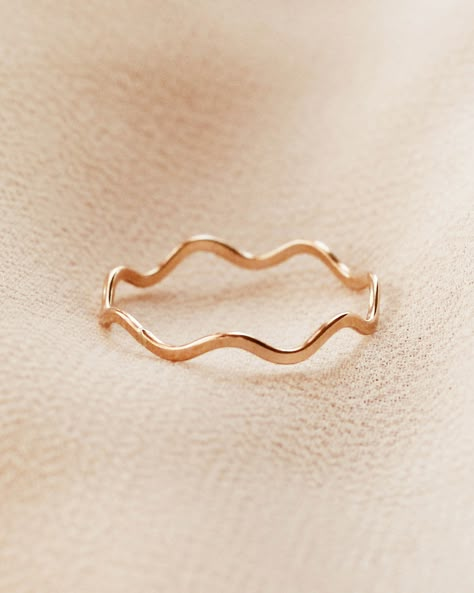 R1387 - GOLD FILLED — Priscilla Ma Pretty Rings Simple, Simple Gold Ring, Wavy Ring, Hand Jewelry Rings, Ring Aesthetic, Rings Aesthetic, Golden Rings, Preppy Jewelry, Gold Rings Simple