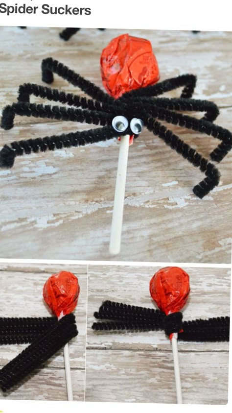 Treat Spider Suckers, Diy Halloween Crafts For Kids, Halloween Craft Ideas For Kids, Halloween Crafts For Kids To Make, Diy Halloween Crafts, Halloween Craft Ideas, Halloween School Treats, Halloween Crafts For Toddlers, Craft Ideas For Kids