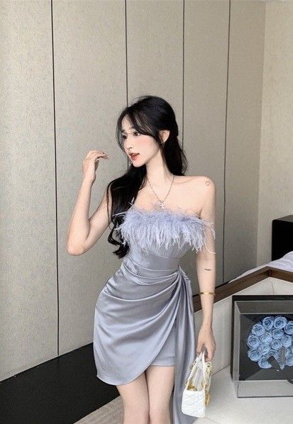 Korean Cocktail Dress, Korean Fashion Dress Party, Korean Dress Fashion, Satin Top Outfit, Women Nightwear Dresses, Mini Homecoming Dresses, Gowns Dresses Elegant, Barbie Dress Fashion, Glam Outfit