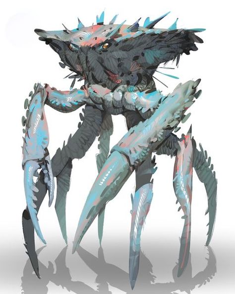 Alien Crab Concept Art, Crab People Fantasy Art, Fantasy Sea Monsters Concept Art, Crab Monster Concept Art, Squid Monster Concept Art, Dnd Giant Crab, Giant Crab Monster, Crab Monster Art, Monster Characters Design