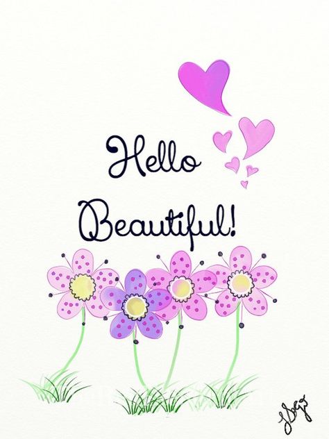 Bedroom Art Work, Hello Beautiful Quotes, Art Work Illustration, Brick Crafts, Work Illustration, Girls Bedroom Art, Happy Day Quotes, Flowers Wall Decor, Thinking Of You Quotes