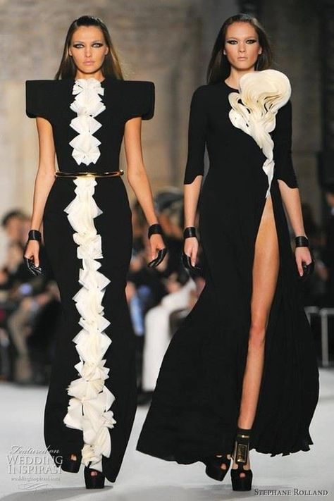 Black And White Dresses, 2012 Couture, Stephane Rolland, Beauty Design, Couture Wedding, Herve Leger, White Dresses, Couture Gowns, Gorgeous Gowns