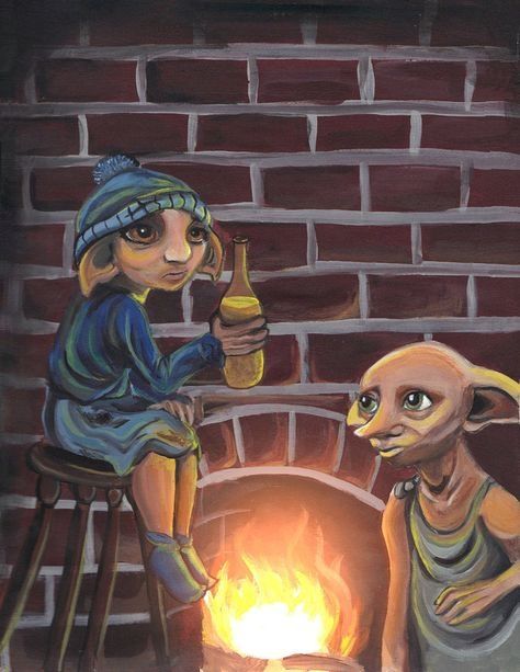 Peeves Harry Potter, Kreacher Harry Potter, Dobby Harry, Classe Harry Potter, Meme Harry Potter, Elf Drawings, Harry Potter Painting, Dobby Harry Potter, Harry Potter Illustrations