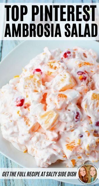 Ambrosia Salad With Cool Whip, Recipe With Cool Whip, Ambrosia Salad Recipe, Salty Side Dish, Recipes With Cool Whip, Dessert Fruits, Ambrosia Recipe, Fluff Salad Recipes, Ambrosia Fruit Salad