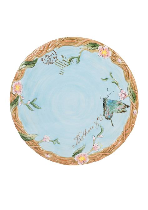 Fitz and Floyd Footed Cake Plate Pastel Blue Background, Footed Cake Plate, Song Birds, Birds And Butterflies, Cake Platter, Antiquing Glaze, Blue Plate, Precious Gemstones Jewelry, Cake Display