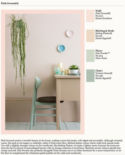 Farrow & Ball Pink Ground - Ecosia - Images Plaster Living Room, Farrow And Ball Pink, Italian Villa Interior, Tiny Guest Room, Pink Paint Color, Farrow And Ball Living Room, Pink Hallway, Setting Plaster, Pink Ground