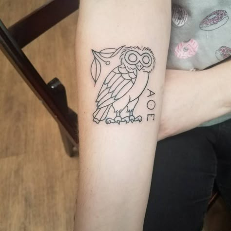 Athenian Owl Tattoo, Greek Owl Tattoo, Athena Tattoo, Athena Owl, Tattoo Catalog, Mastectomy Tattoo, Twin Tattoos, Greek Mythology Tattoos, Mythology Tattoos