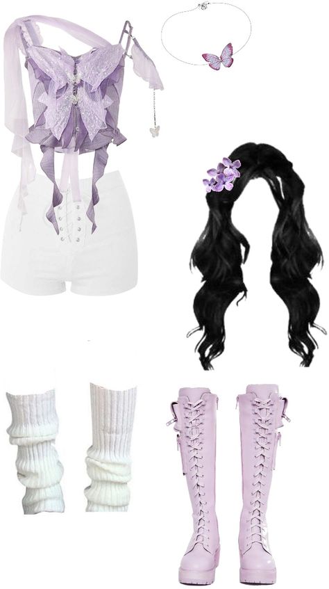 Y2k Outfits Aesthetic, Kpop Stage, Solo Dress, Kpop Concert Outfit, Preformance Outfits, Flowers Png, Stage Outfit, Purple Outfits, Korean Fashion Dress