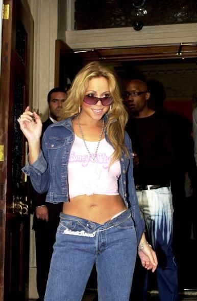 Denim Themed Party Outfit, Iconic 2000s Outfits, 90s Rnb Fashion, Mariah Carey Outfits, 90s Fashion Denim, 2000s Celebrities, 2012 Style, Mariah Carey 90s, Denim Party