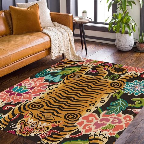 Amazon.com: ALUXELOOM Soft Vintage Tibetan Tiger Area Rug, Animal Printed area rug, Colorful Moroccan Rug, Machine Washable Carpet with Nonslip Backing for Bedroom, Bathroom, Living, Dining Room, Funky Carpet : Home & Kitchen Dining Room Funky, Funky Bathroom Decor, Funky Carpet, Tiger Rugs, Area Rug Colorful, Animal Skin Rug, Colorful Moroccan Rug, Funky Living Rooms, Tibetan Tiger