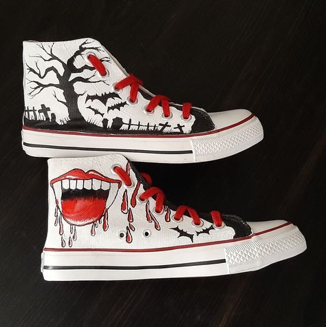 Shoes For Teens, Witch Shoes, Halloween Shoes, Custom Painted Shoes, Embellished Shoes, Funky Shoes, Shoes Teen, Movie Gift, Hand Painted Shoes