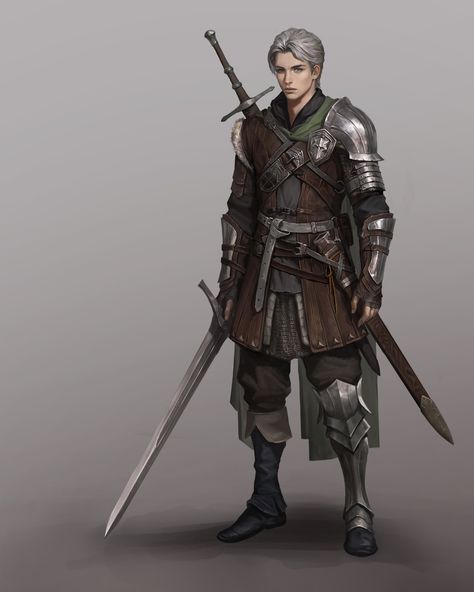 ArtStation - mercenary Mc Skin, D D Classes, Mc Skins, Art Male, Knight Art, Dungeons And Dragons Characters, Traditional Games, Fantasy Inspiration, Medieval Fantasy