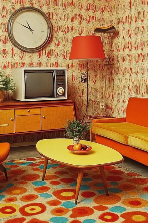 If you’re looking to jazz up your living room with a touch of nostalgia, check out these 17 retro decor ideas! From funky patterned curtains that make a statement to vintage furniture pieces that bring back memories, you’ll discover ways to create a cozy space filled with groovy vibes. Explore easy tips to incorporate classic colors and styles, such as bold patterns and standout accessories, into your home. Let your creativity shine as you transform your living area into a charming, timeless haven that’s ready to impress guests! 1950s Living Room Decor, 70s Style Home Decor, 1960 Home Decor, 60s Living Room Decor, 1970s Aesthetic Home, 1970 Furniture, 1960 Interior Design, Retro Interior Design 1970s, 70s Interior Design Retro