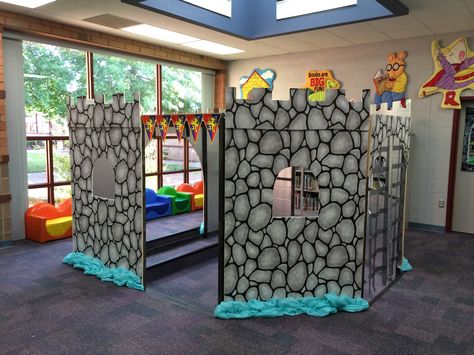 I LOVE THIS! Sir Readalot's Castle This would be so great for the reading nook? Only on a much smaller scale! Mighty Fortress Vbs, Castle Classroom, Keepers Of The Kingdom Vbs, Kingdom Rock Vbs, Once Upon A Time Book, Rocky Railway Vbs, Castles And Dragons, Keepers Of The Kingdom, Vacation Bible School Ideas